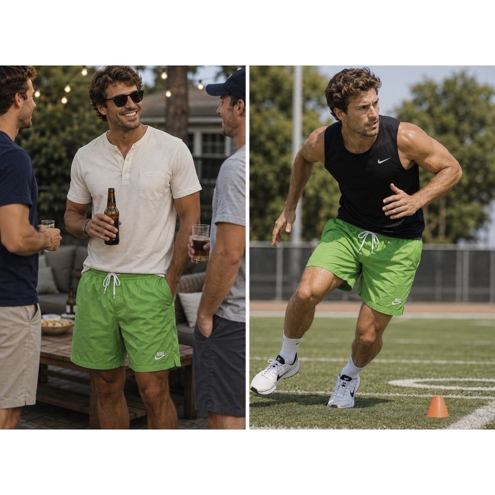 Nike Sportswear Essentials Woven Mesh-Lined Shorts DM6829 Mens XL 6" Green